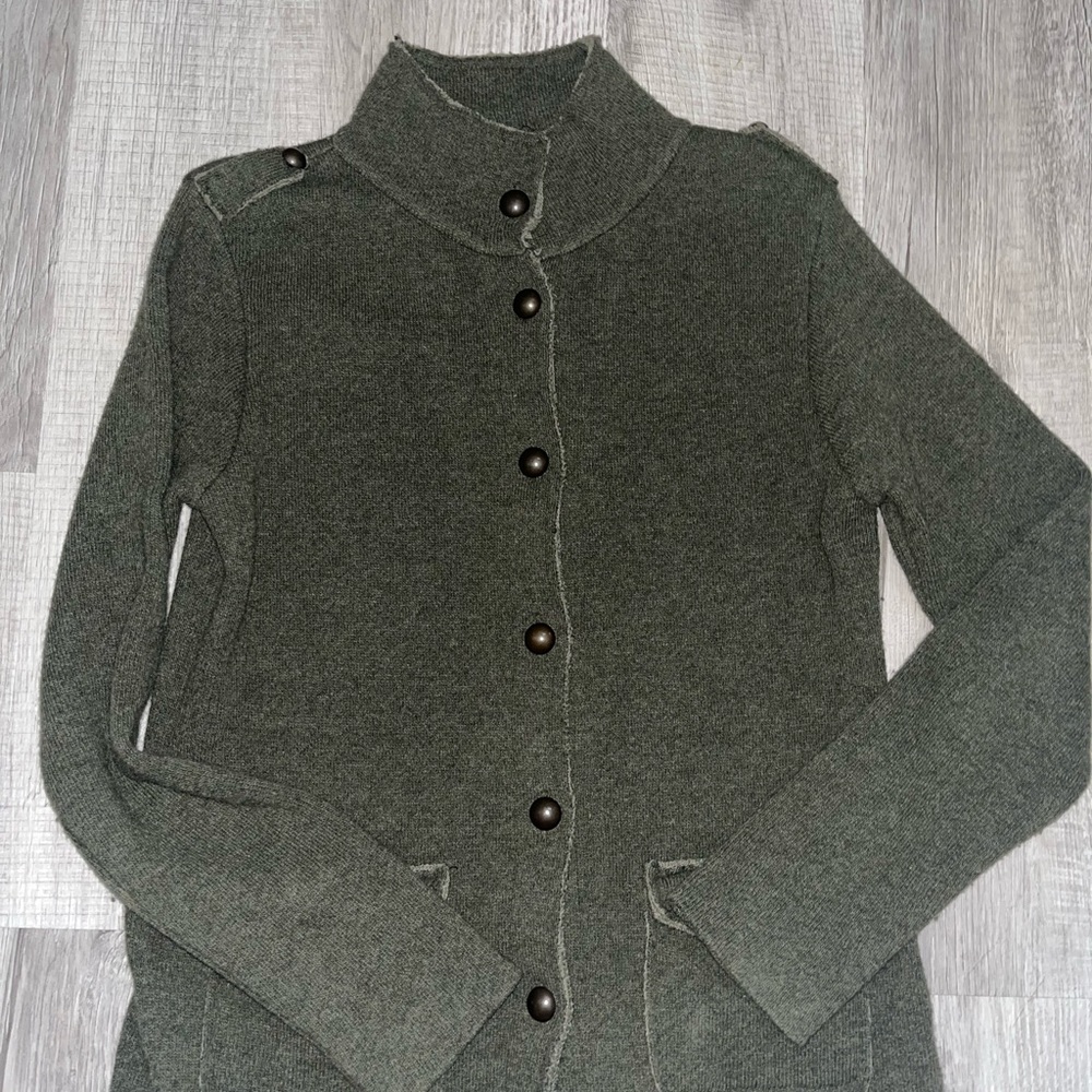 Italy Italian Wool Military jacket fitted button Sweater coat warm coz… - Picture 13 of 14